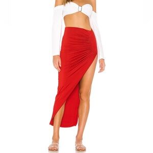 Super down maxi skirt in cherry red